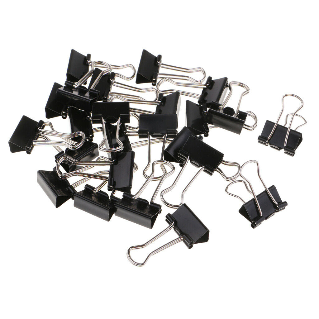 24 Pieces 2 Box Black Binder Clips Paper Clamp School Office Stationery Lot