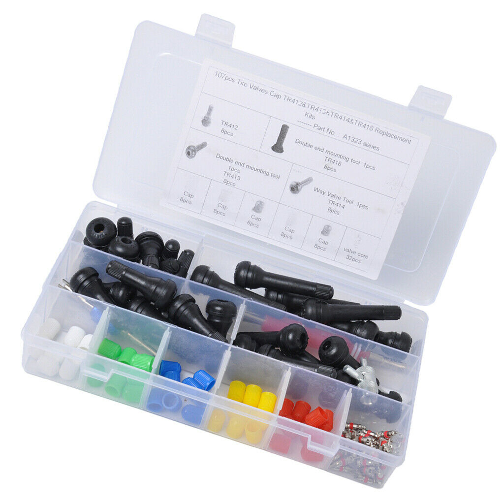 55pcs Auto TR412*8 /TR413*8 /TR414*8 /TR418*8 Repair Tire Valve Core Kit +Valve