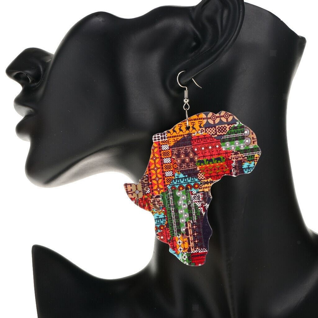 Punk Rock Africa Map African Womens Ladies Hiphop Dangle Earrings Fish Hook