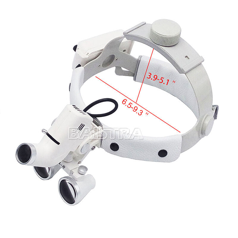 Dental Surgical Medical Headband Binocular Loupes with LED Light 3.5X-R White