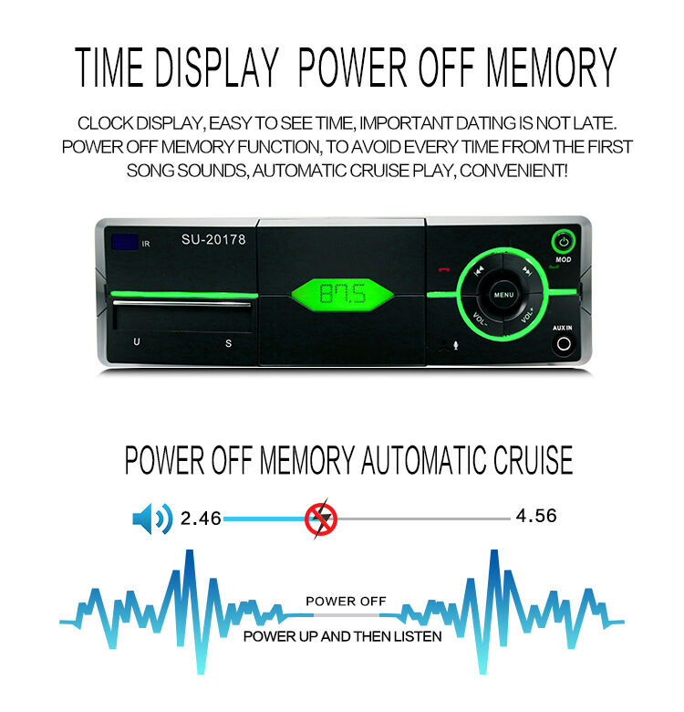Single Din Car Audio Stereo MP3 Player Radio Bluetooth Handsfree FM AUX USB SD