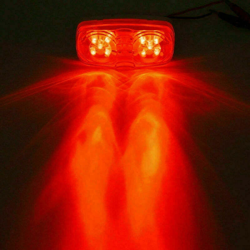 4x Trailer Marker LED Light Double Bullseye 10 Diodes Clearance Lamp Red /Amber