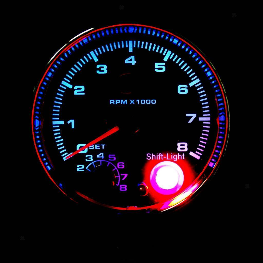 3.75 Inch Black Face Car Tachometer Tacho Gauge W/ Shift Light 0-8000RPM