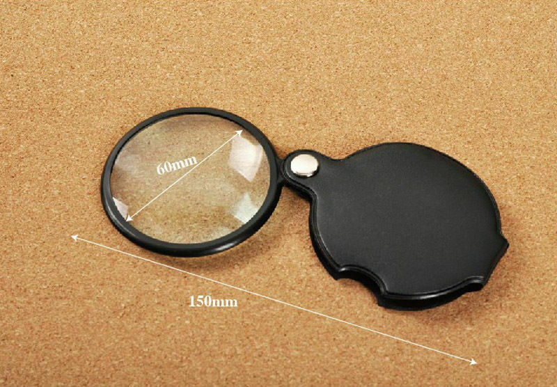 Folding Magnifier New 60mm 5X Mini Portable Glass Lens Jewelry Loupe Amplifier