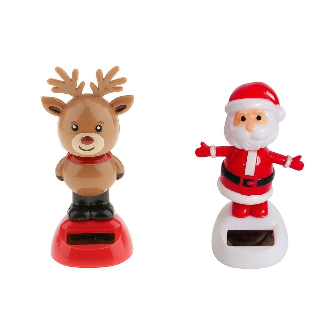 2xSolar  owered Bobbling Nodding Solar Toys Home/Office/Car/ Window Ornaments