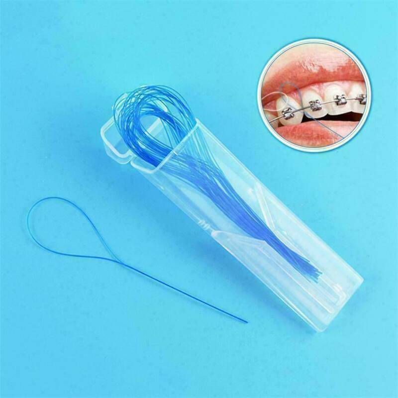 105x Nylon Dental Floss Threaders Simple Loop + Case For Braces Bridges Implants