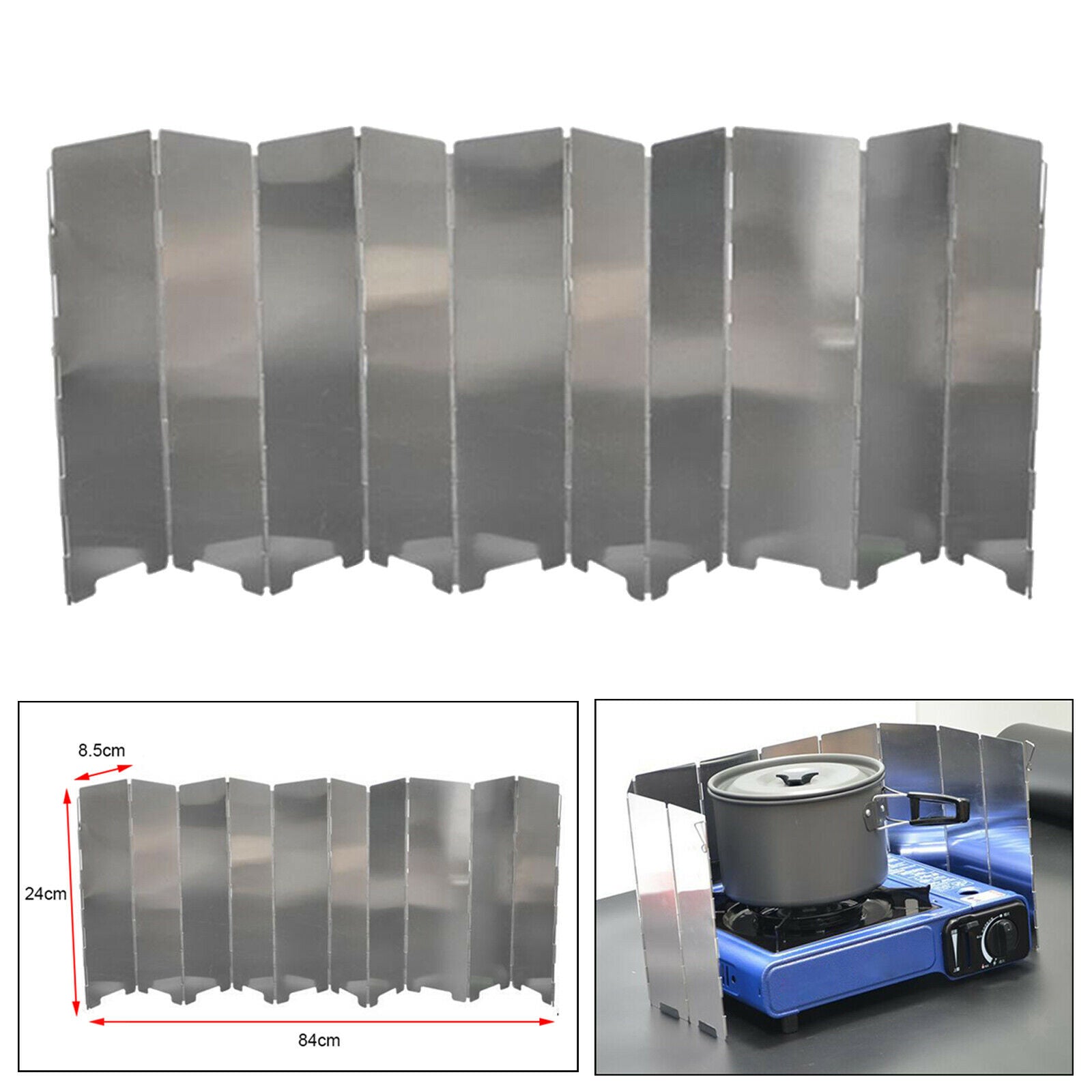 Folding Outdoor Stove Windscreen 10 Plates Aluminum Picnic Stove Windshield