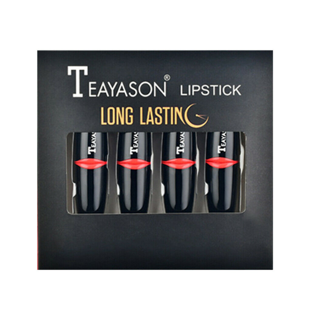 4 Pieces Women Non-stick Cup Lipsticks Set Long Lasting Lip Sticks Balm 01
