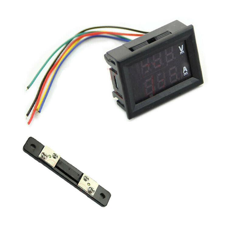 New DC 0-100V 50A Dual LED Panel Meter Voltmeter Ammeter + 50A 75mV Shunt