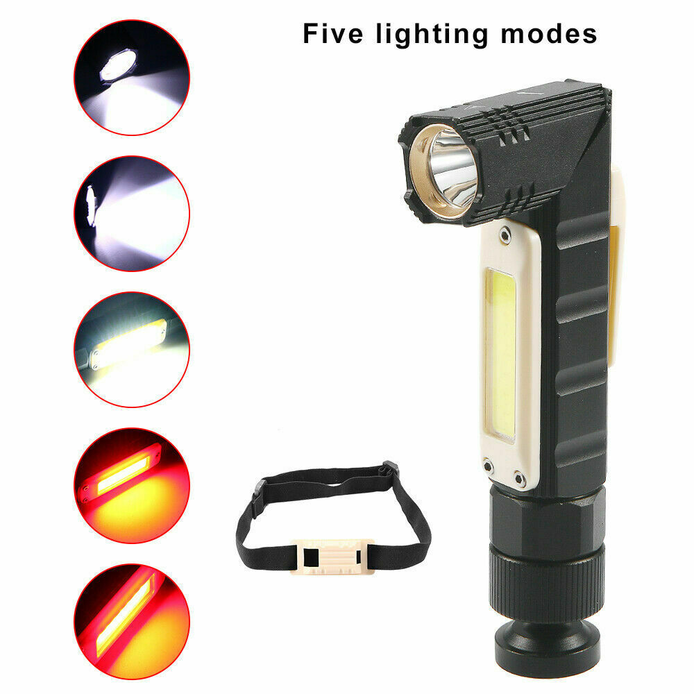 USB Rechargeable Magnetic Work Flashlight Light LED COB Torch Headlight Camping