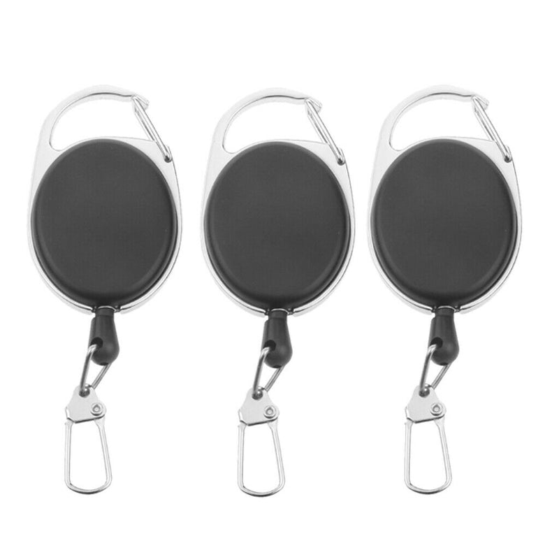 3pack Black Key Retractor Holder Anglers Keychain Plastic 65x35mm Fashion