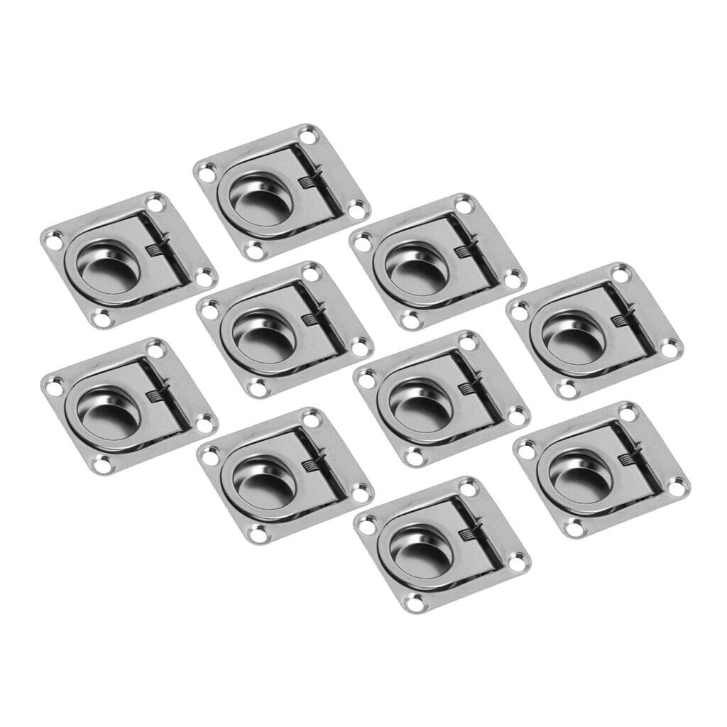 10x Marine Boat Deck Hatch Flush Ring Pull - Stainless Steel 43x 36mm