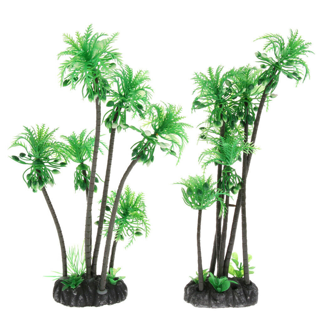 2pcs Plastic Aquarium Terrarium Plants Landscape Decorative Ornament