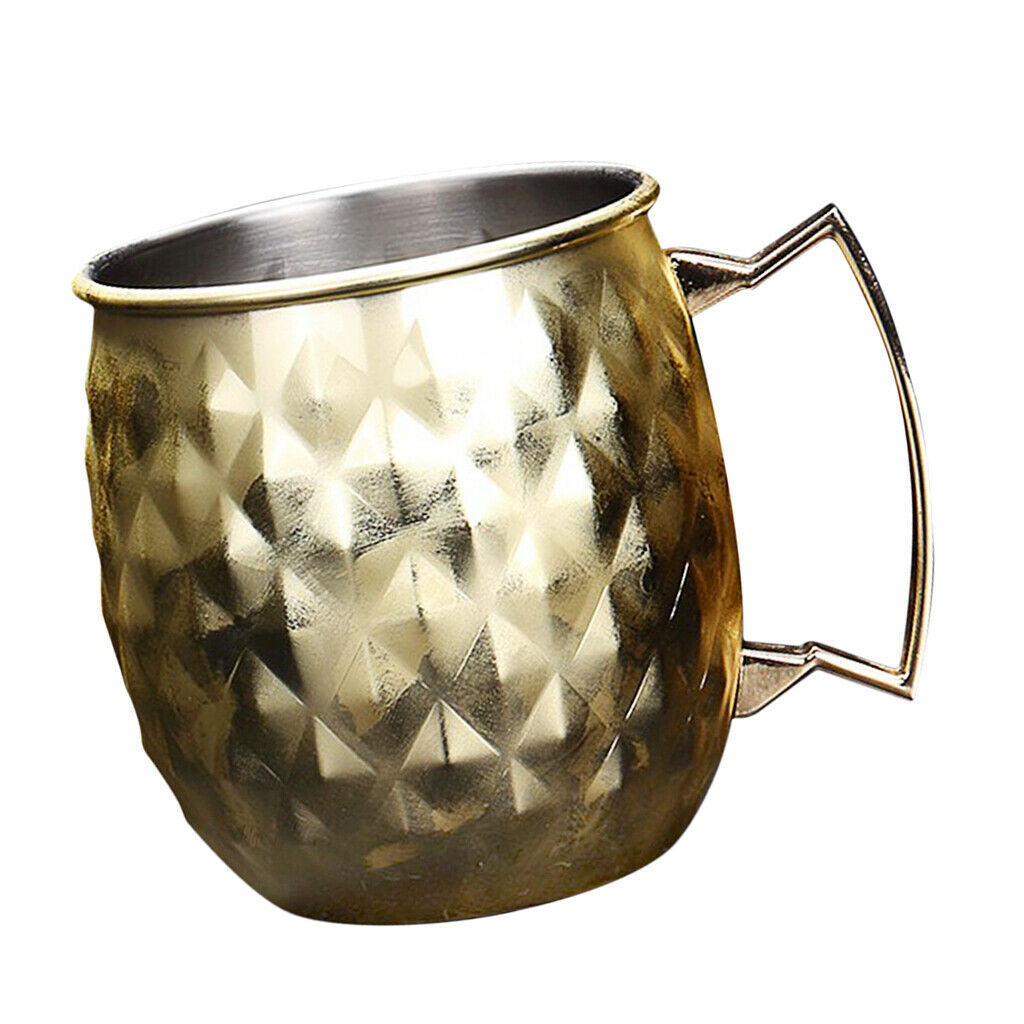 Set of 2, Moscow Cup Copper Stainless Steel Mug 550ML/18.6OZ Barware Golden