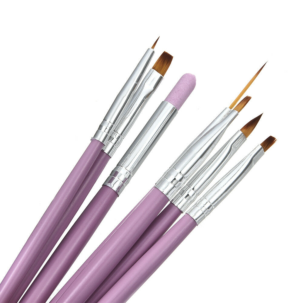 7Pcs Nail Brush Paint Liner UV Gel Gradient Cuticle Remove Tools Acrylic Pen Set