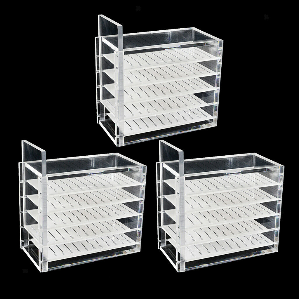 3 Pieces Acrylic 5 Layers False Eyelash Storage Box, Transparent Makeup Display