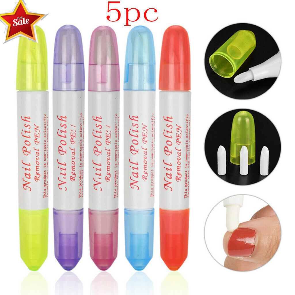 5pcs Nail Polish Corrector Pen Remove Mistakes+15 Tips UV Gel Polish Cleaner