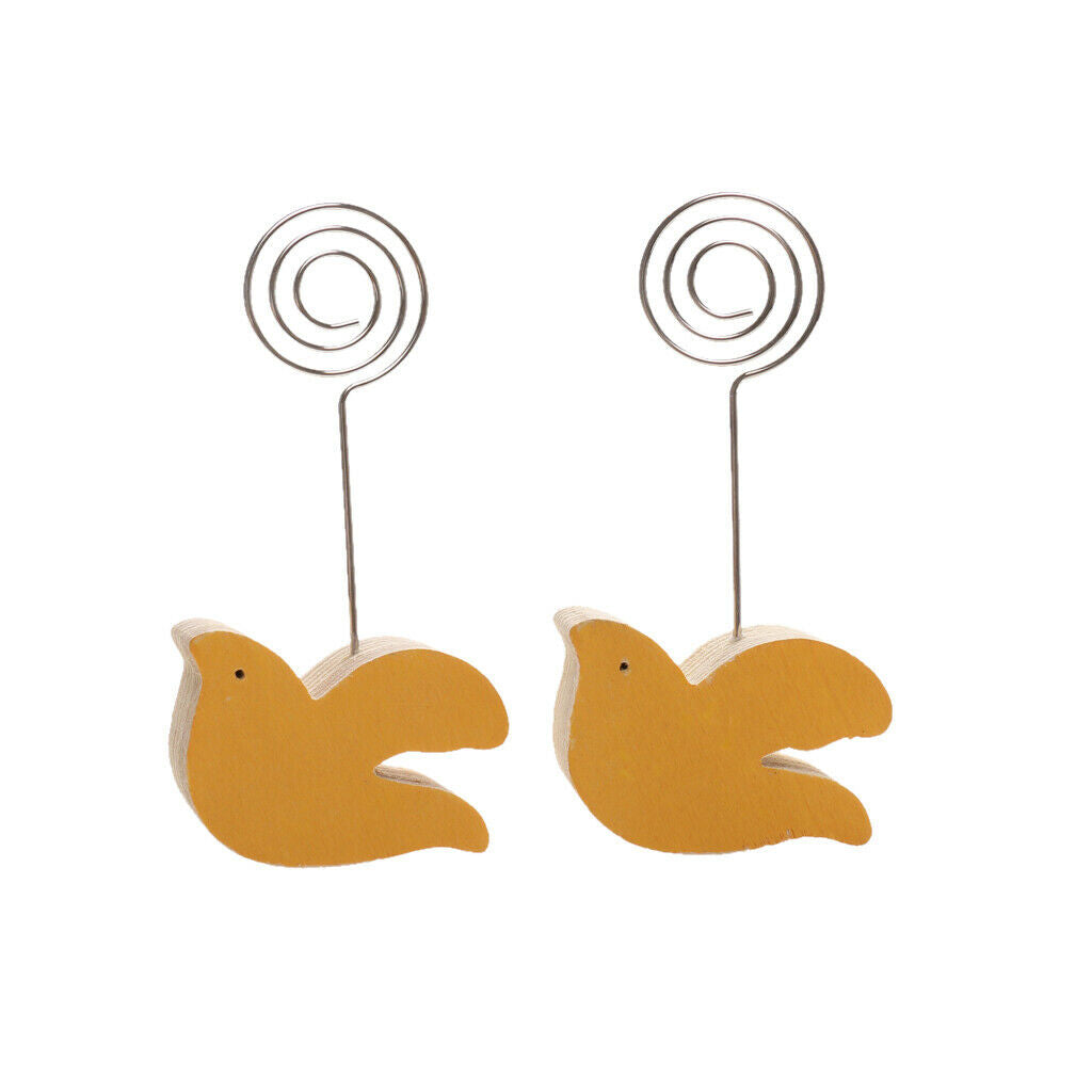 10pcs Wooden Peave Dove Memo Holder Notes Cards Wire Clip Photo Organizer