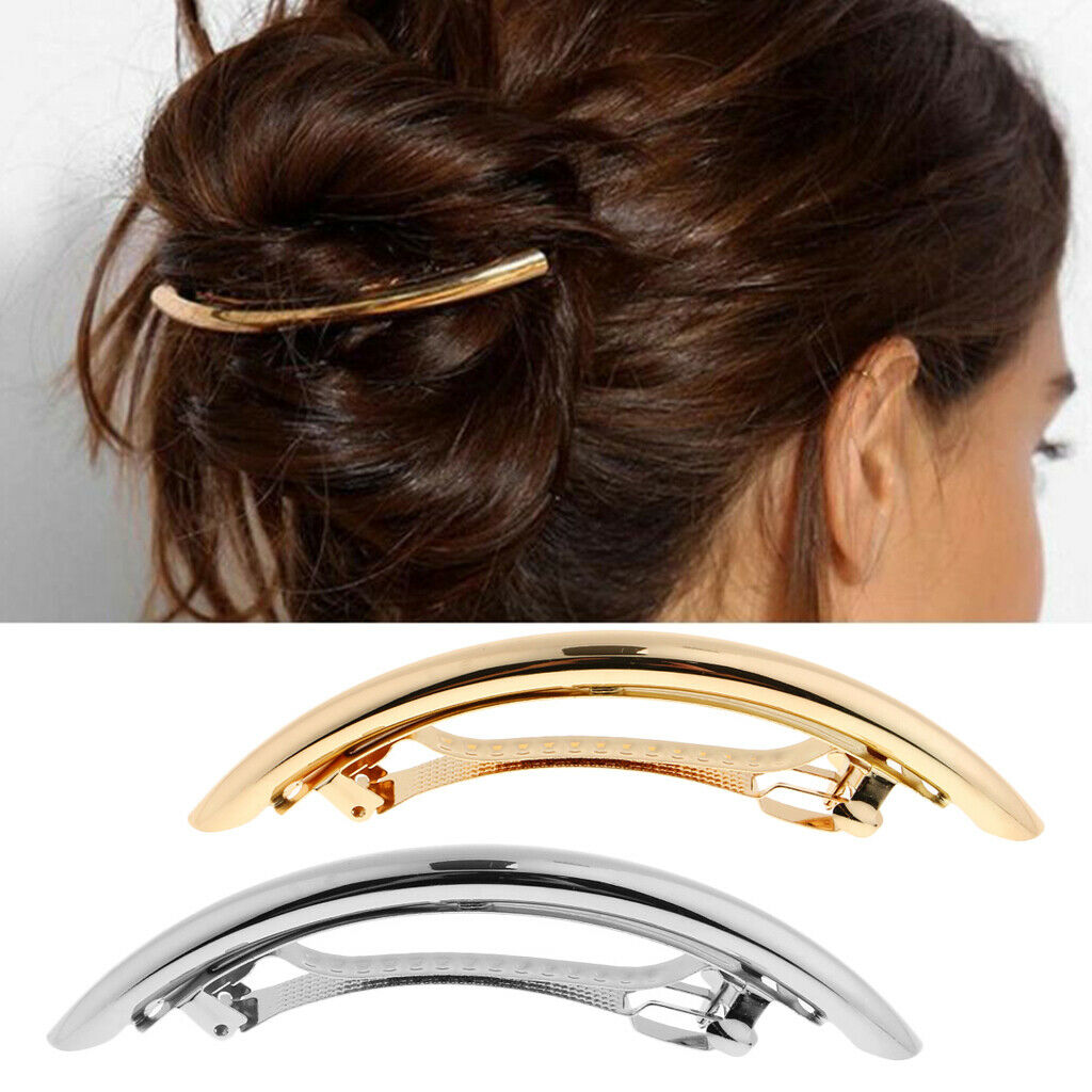 2x Classic French Hair Barrette Tube Hairpin Ponytail Holder Clips for Women