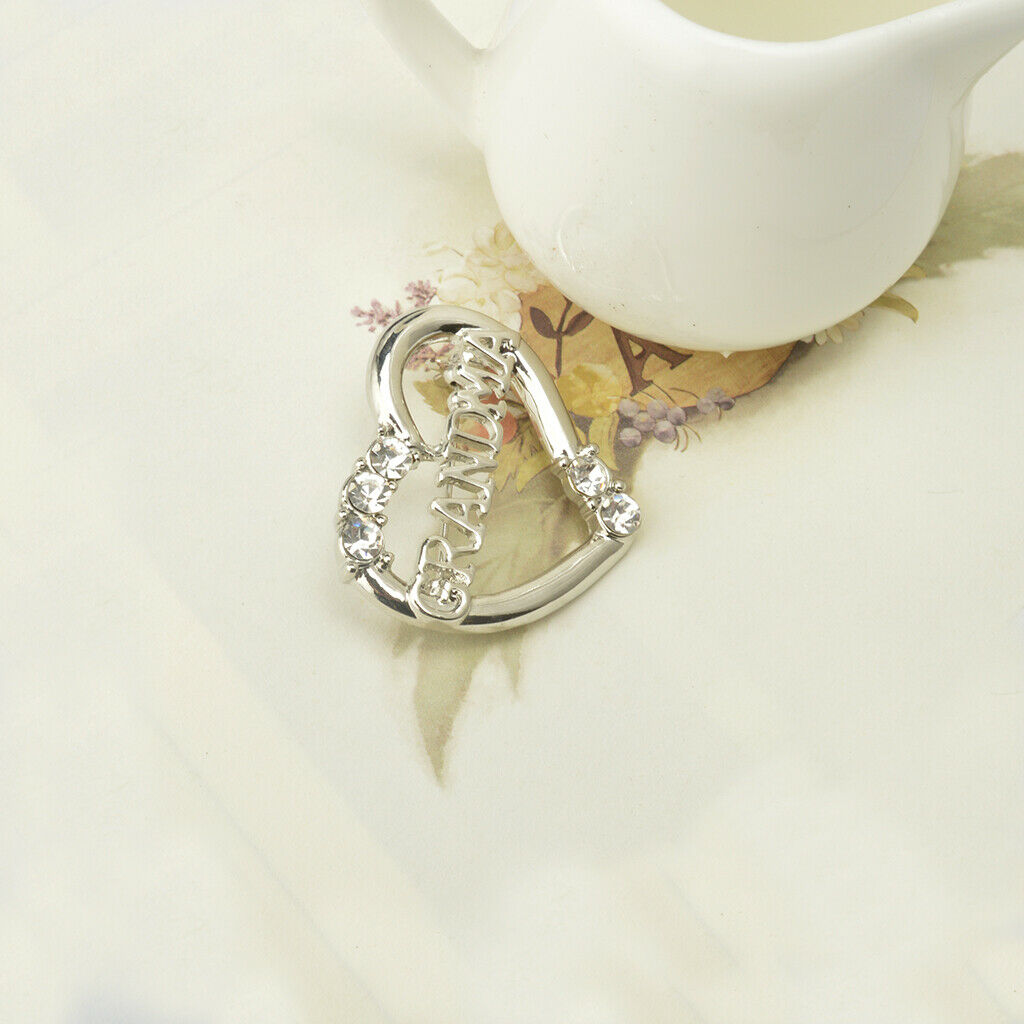 Love Heart Crystal Brooch Pin Mother's Day Birthday Gift for MOM GRANDMA