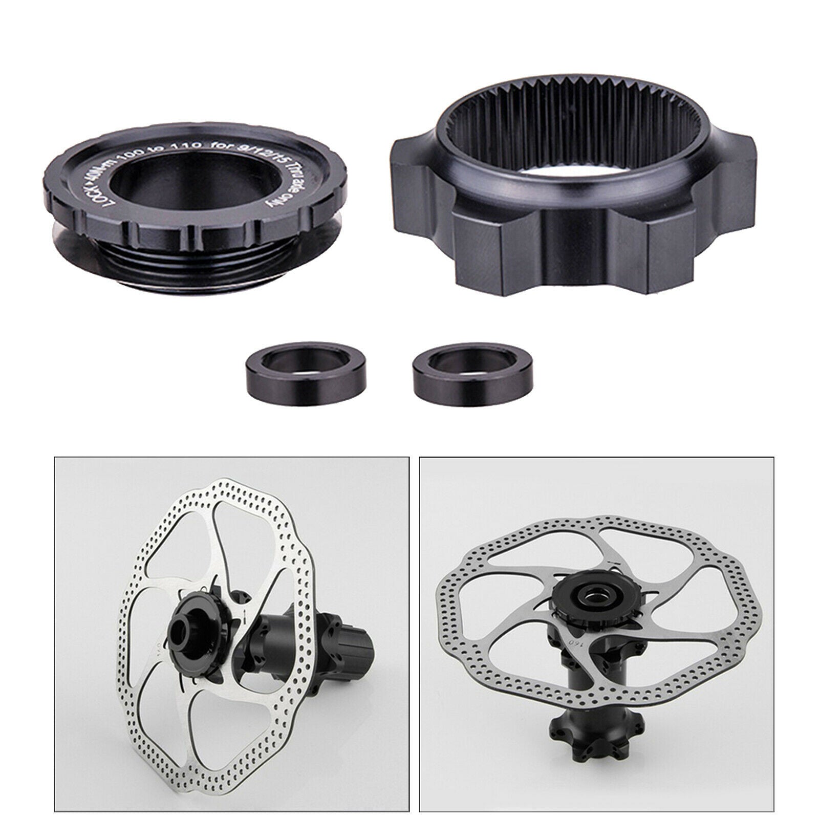 Bike Center Lock Adapter to 6-Bolt Rotor Brake Rotors 15x100MM to 15x110MM