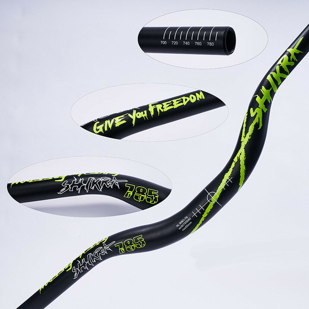 Mountain Bike Handlebar Hi-Riser Handlebar 785mm Wide Bar Black+Green