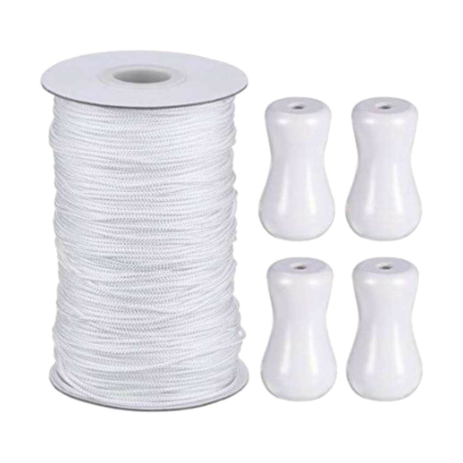 White Braided Lift Shade Cord Wood Pendant for Aluminum Blind Shade