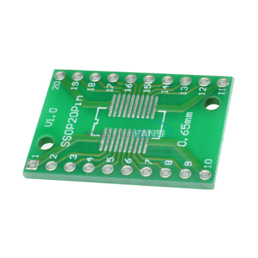 10PCS SSOP20 SOP20 TSSOP20 DIP20 PCB SMD DIP/Adapter Plate Pitch 0.65/1.27mm