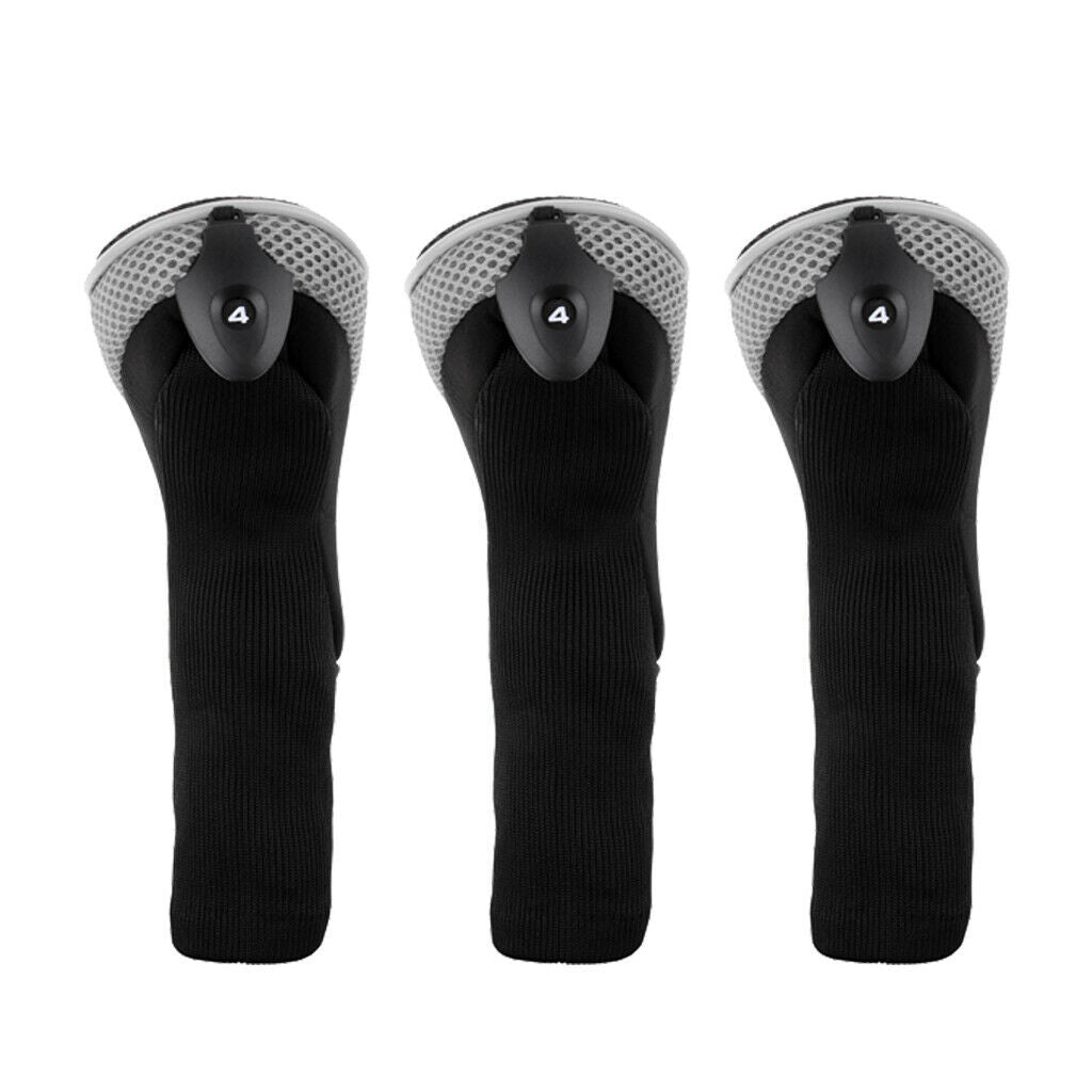 3Pcs Golf Hybrid Club Head Covers Protector with Interchangeable Number Tags