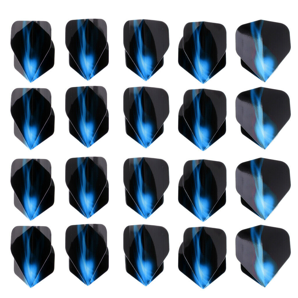 Set of 20 Durable PET Extra Tough Thick Dart Flights Kit Accessories - Blue