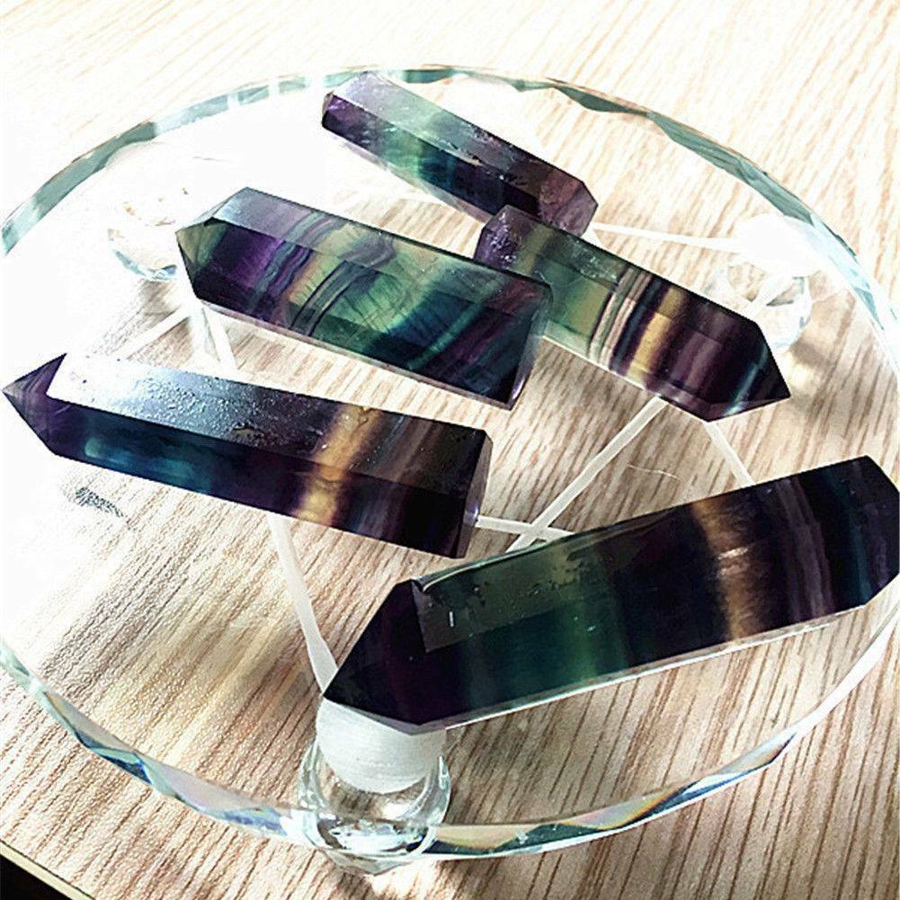 50G 100% Colorful Natural Fluorite Quartz Crystal Wand Point DIY Healing Stone