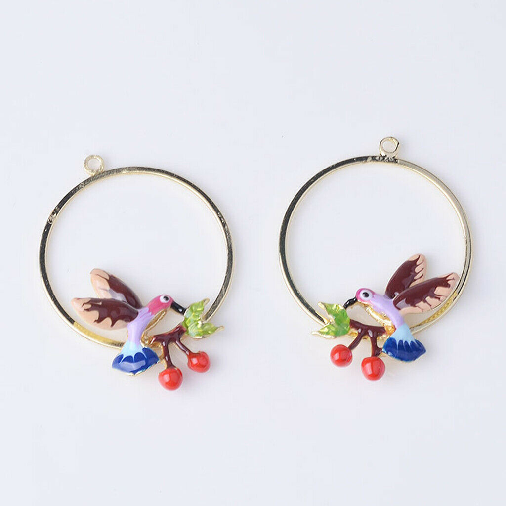 4x Cherry Bird Charms DIY Jewelry Pendants Earrings Findings Necklace Decor