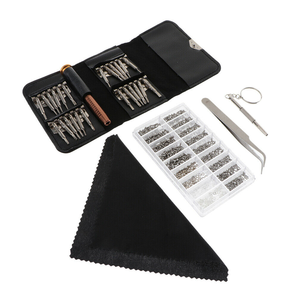 1000 Screws Eyeglasses Repairment Assortment Kit With Tweezer Cleaning Cloth