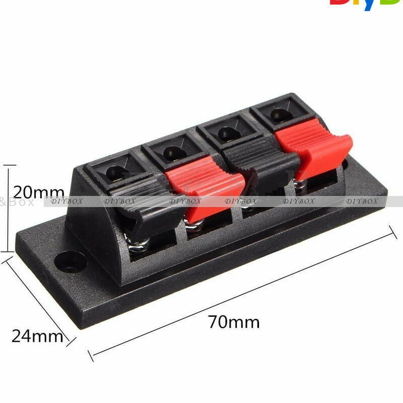 4 Way Push Release Connector Plate Stereo Speaker Terminal Strip Block