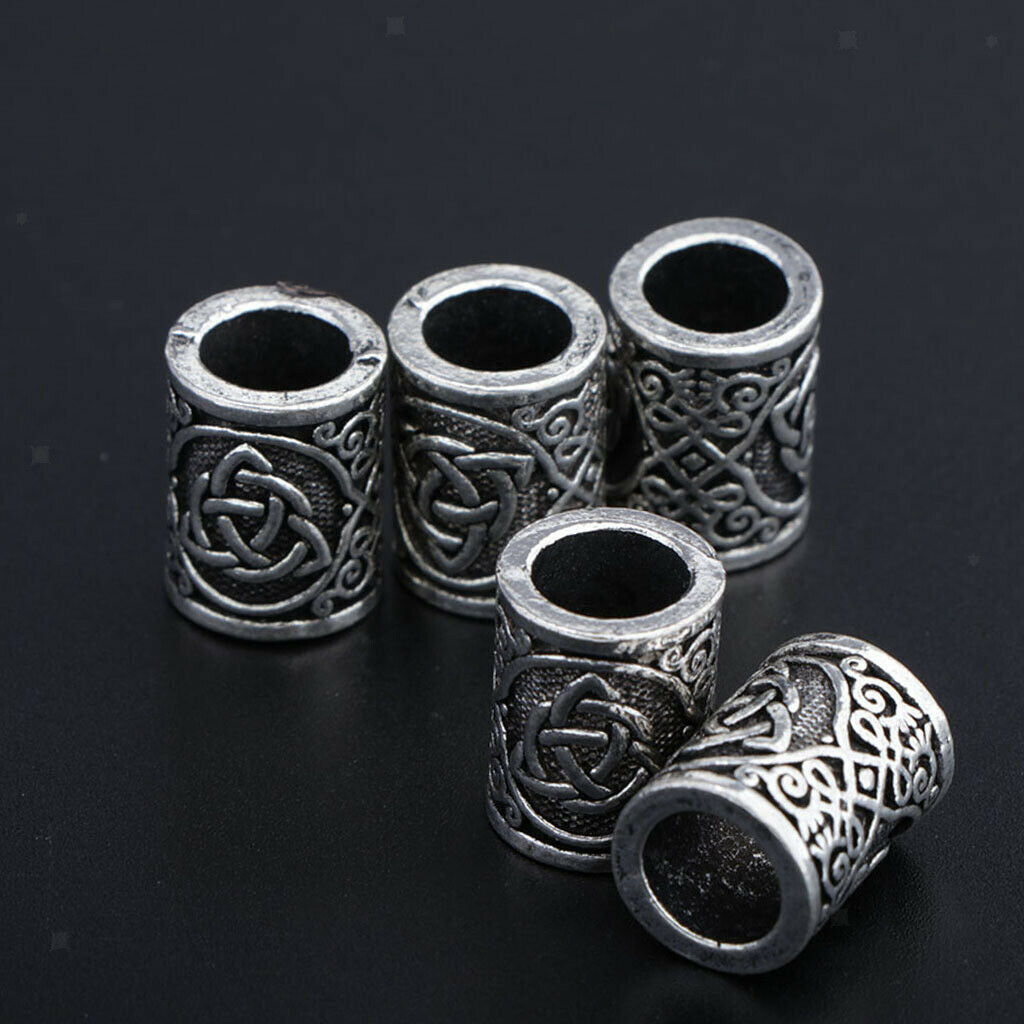 5Pc Viking Beard Beads Metal Hair Beads Celtic Knot Dreadlock Hair Accessory