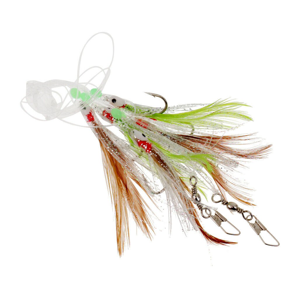 3X Sabiki Fishing Lure Rigs Bait Jigs Lure Soft Lure String Crystal Barbed Hook
