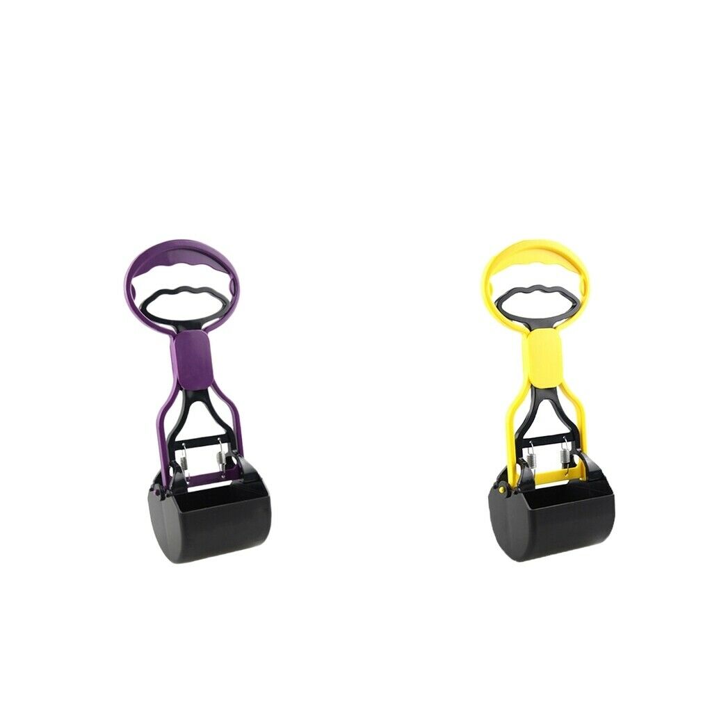 Portable Dog Poop Scooper Long-handle Pet Litter Remover Purple/Yellow