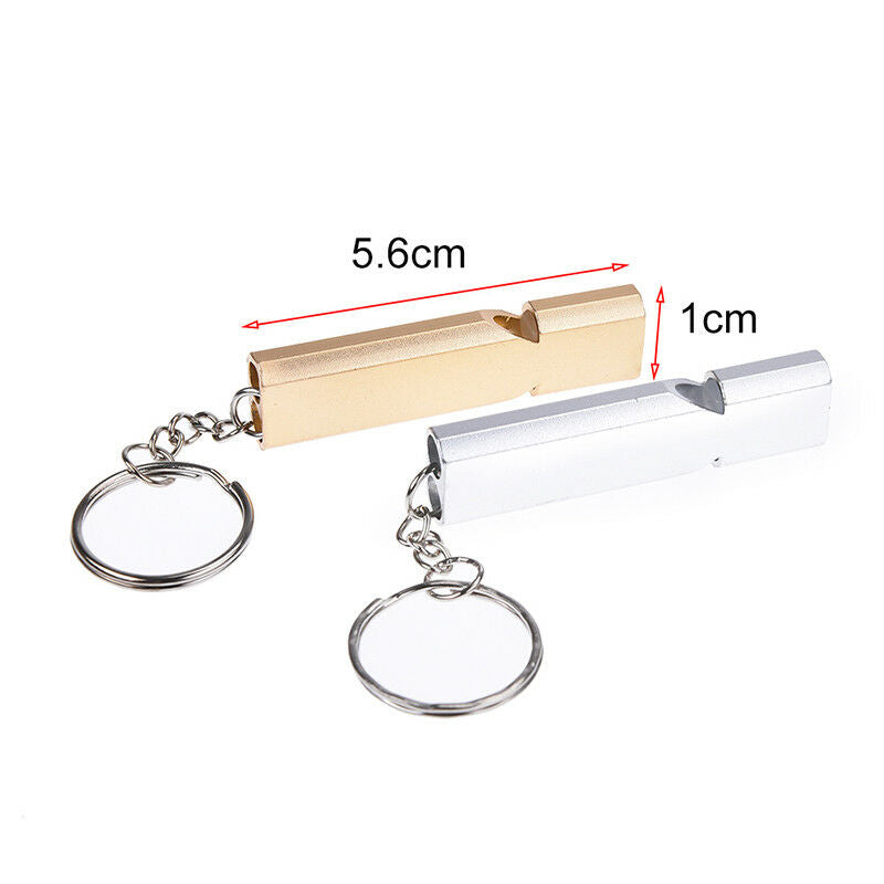 aluminum alloy double-tube whistle for emergency outdoor survival random .l8