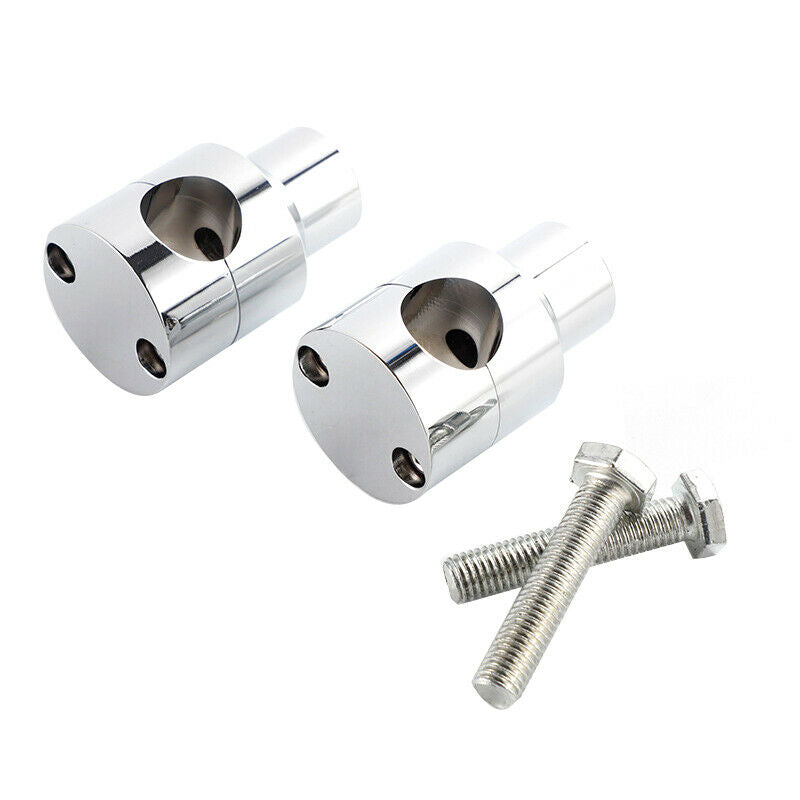 2PCS Chrome Round 25mm Handlebar Riser Universal fit For 1" bars 1/2"-13 Thread