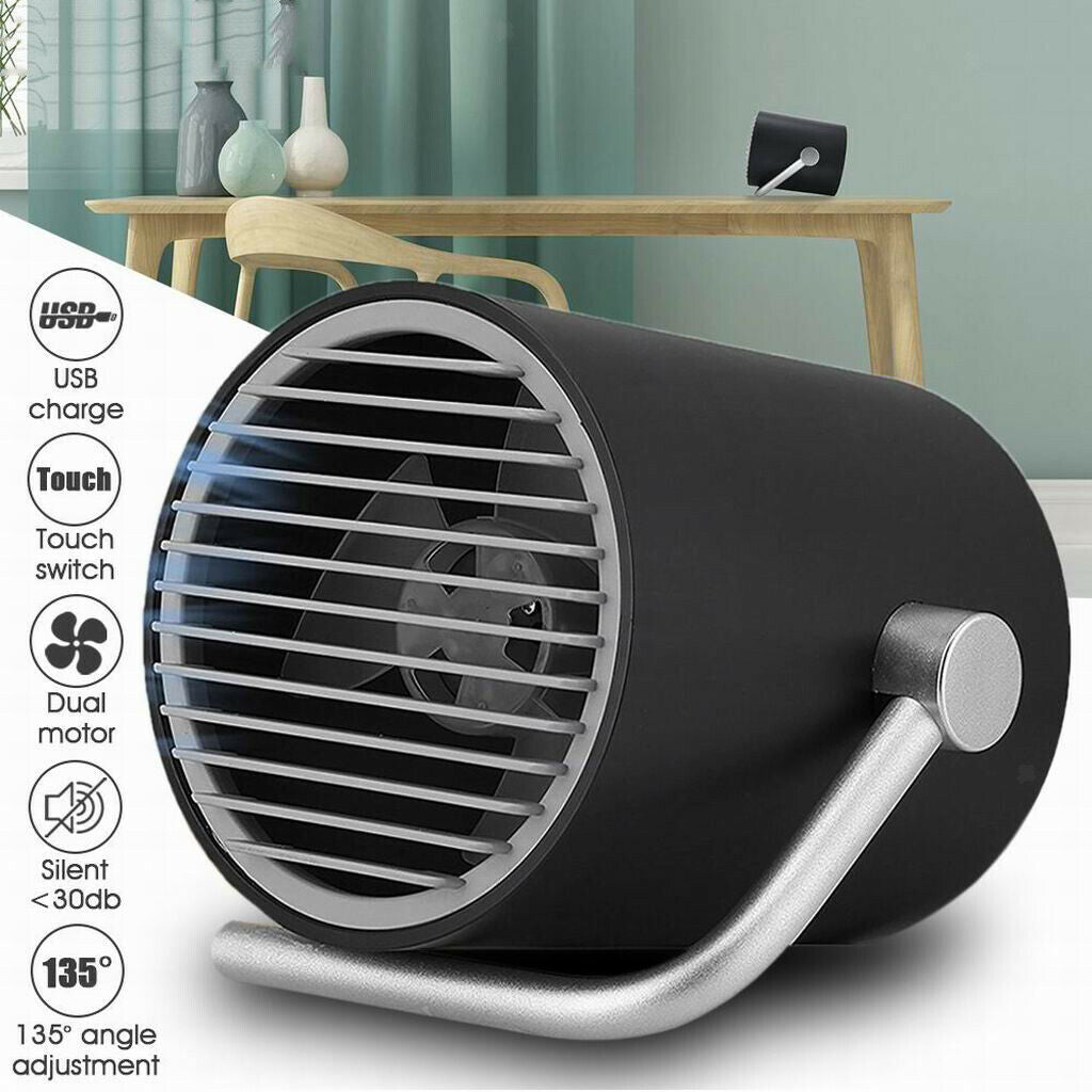USB Table Fan Ultra Quiet Portable Cooling Fan Rotatable Touch Control