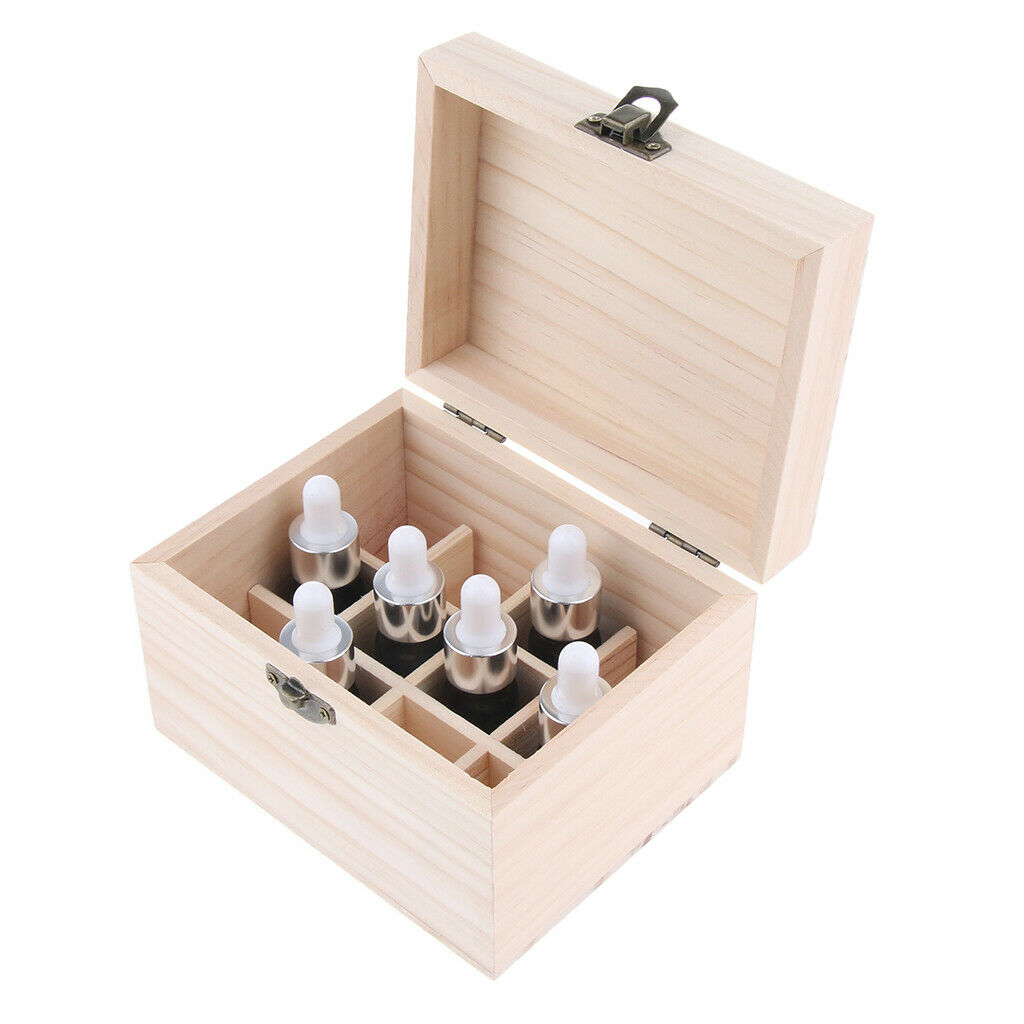 12 Compartments Bottles Wooden Essential Oil Storage Box Carrying Bag