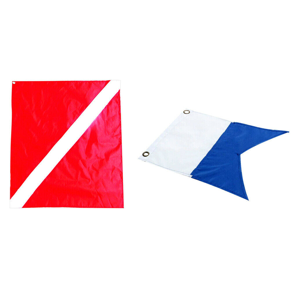 2pcs Diver Down Flag Underwater Diving Training Safety Equipment Red & Blue