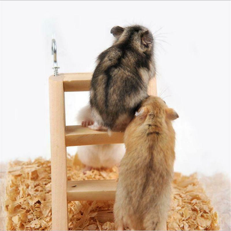 Hamster Climbing Ladder Wood Bridge with Hook for Guinea Pig Rat Hedgehog Gerbil