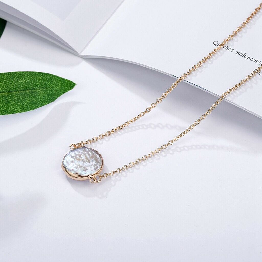 Beautiful Shiny Natural Pearls Necklace Charms Pendants Women Girls Chain