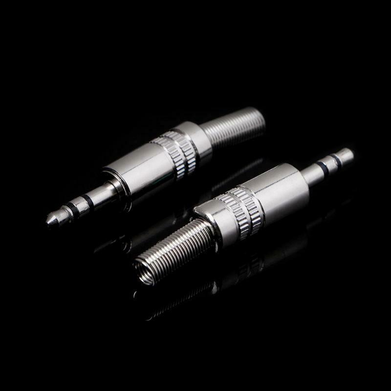 5 Pcs Metal 3.5mm 2 Ring 3P Stereo Jack Plug Cable Solder Adapter Terminal