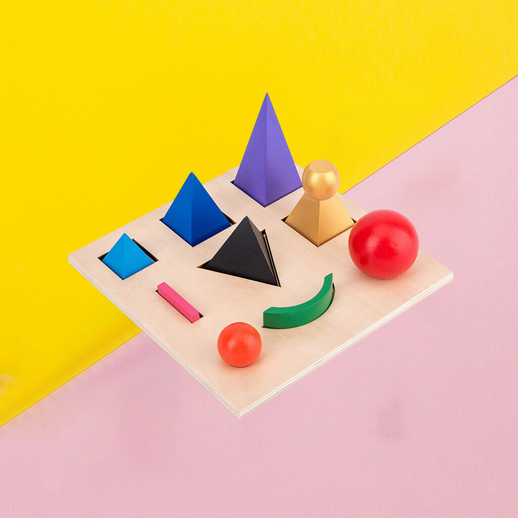 Wood Block Shape Puzzle Board Match Game Develop Motor Skill Montessori Toys