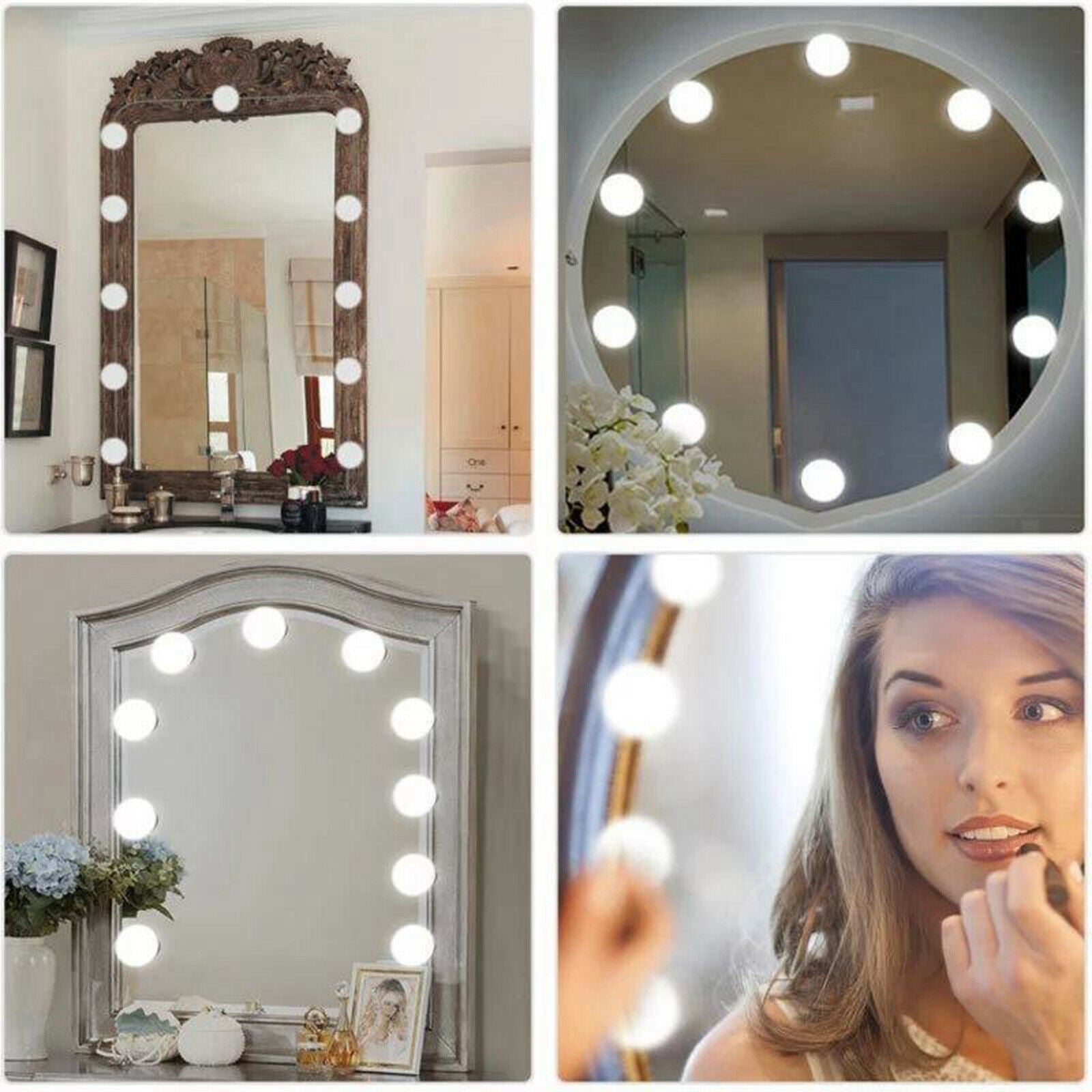10 LED Makeup Mirror Light Lamp Bulbs Vanity Light Dimmable Tabletop Beauty Lamp