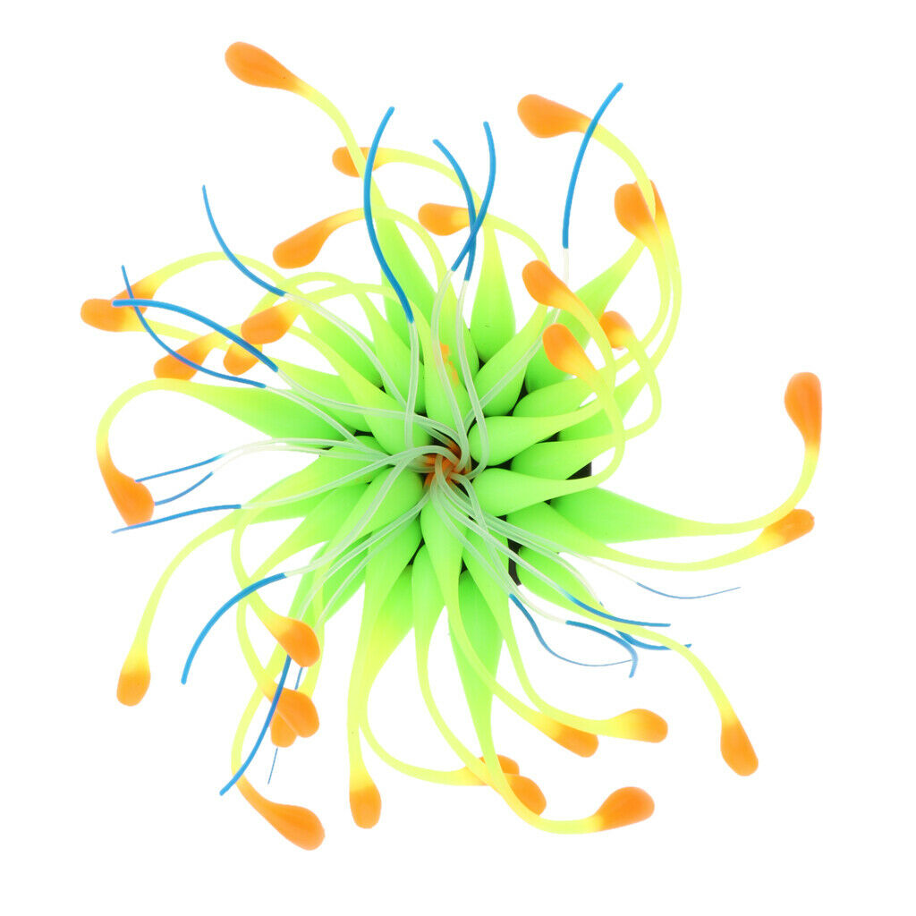Aquarium Reptile Terrarium Silicon Coral Flower Fish Tank Ornament Orange