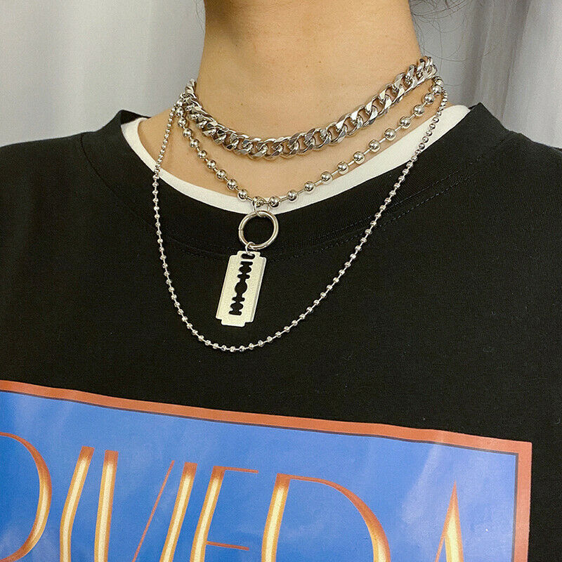 Fashion Multi-layer Hip hop Round Bead Chain Women Men Choker Neckalce Je.l8