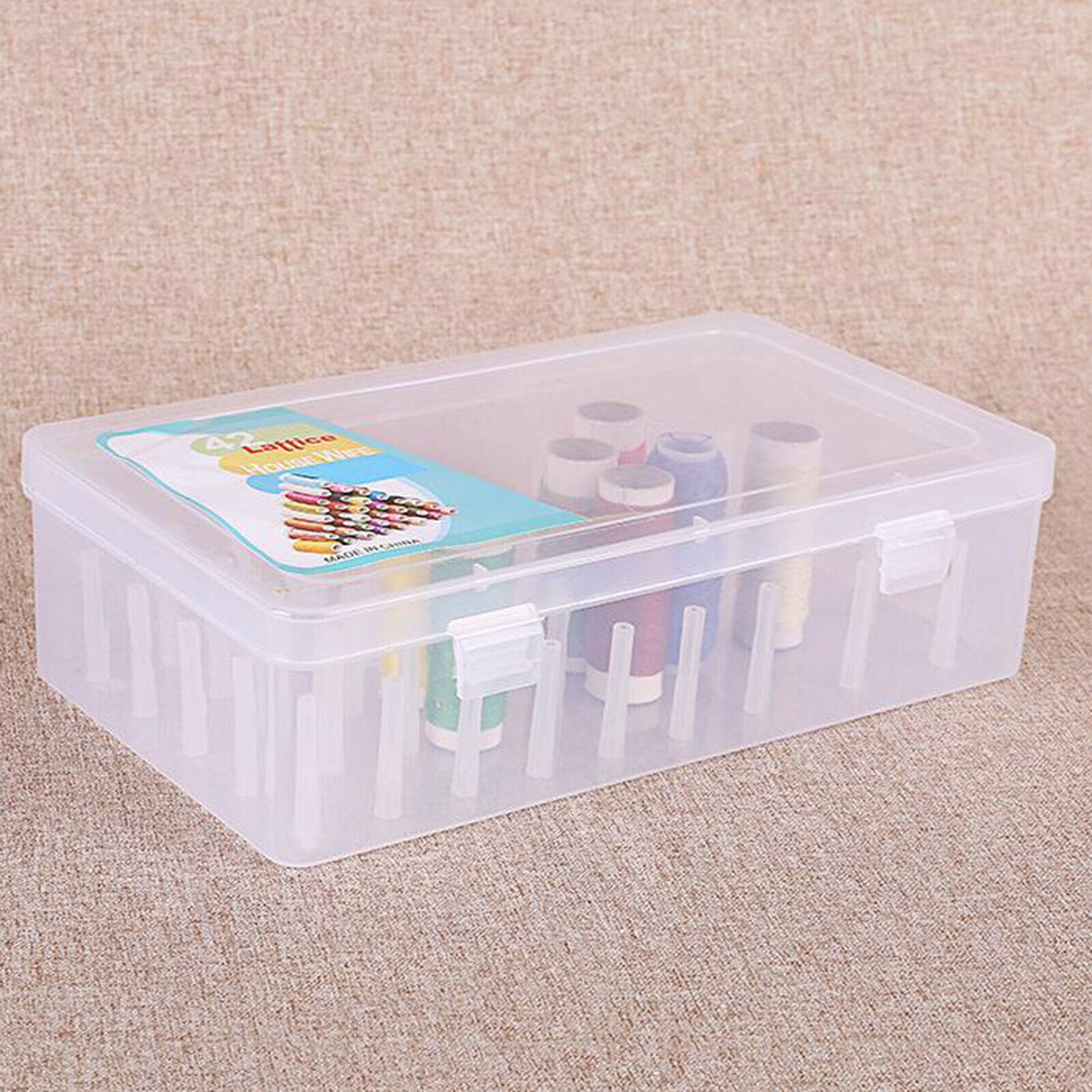 Portable Empty Case Holder Box Container 42 Spools Pole for Sew Threads Storager